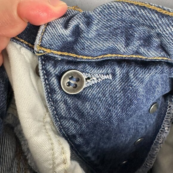 AGOLDE Criss Cross Straight Leg Organic Jeans Button Fly Womens Sz 22 Blue Denim - Picture 7 of 15